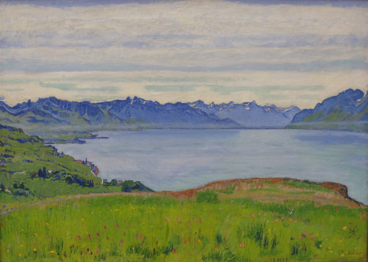 Paisagem no Lago de Genebra com vista para o Valais de Ferdinand Hodler