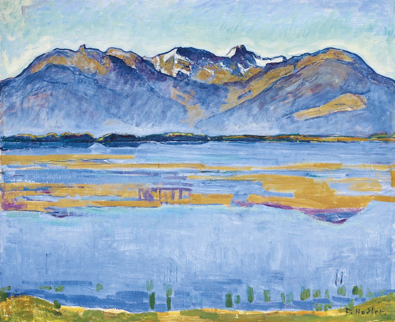 Paisagem de Montana com Becs de Bosson e Vallon de Réchy, 1915 de Ferdinand Hodler