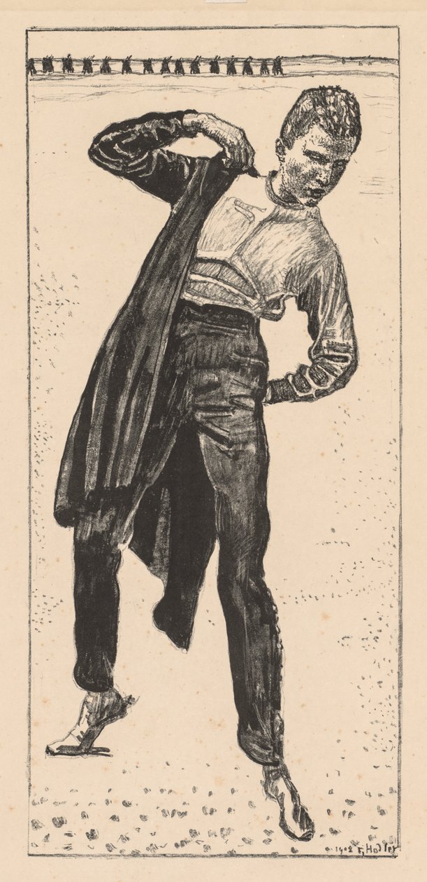 Aluno vestindo seu casaco de Ferdinand Hodler
