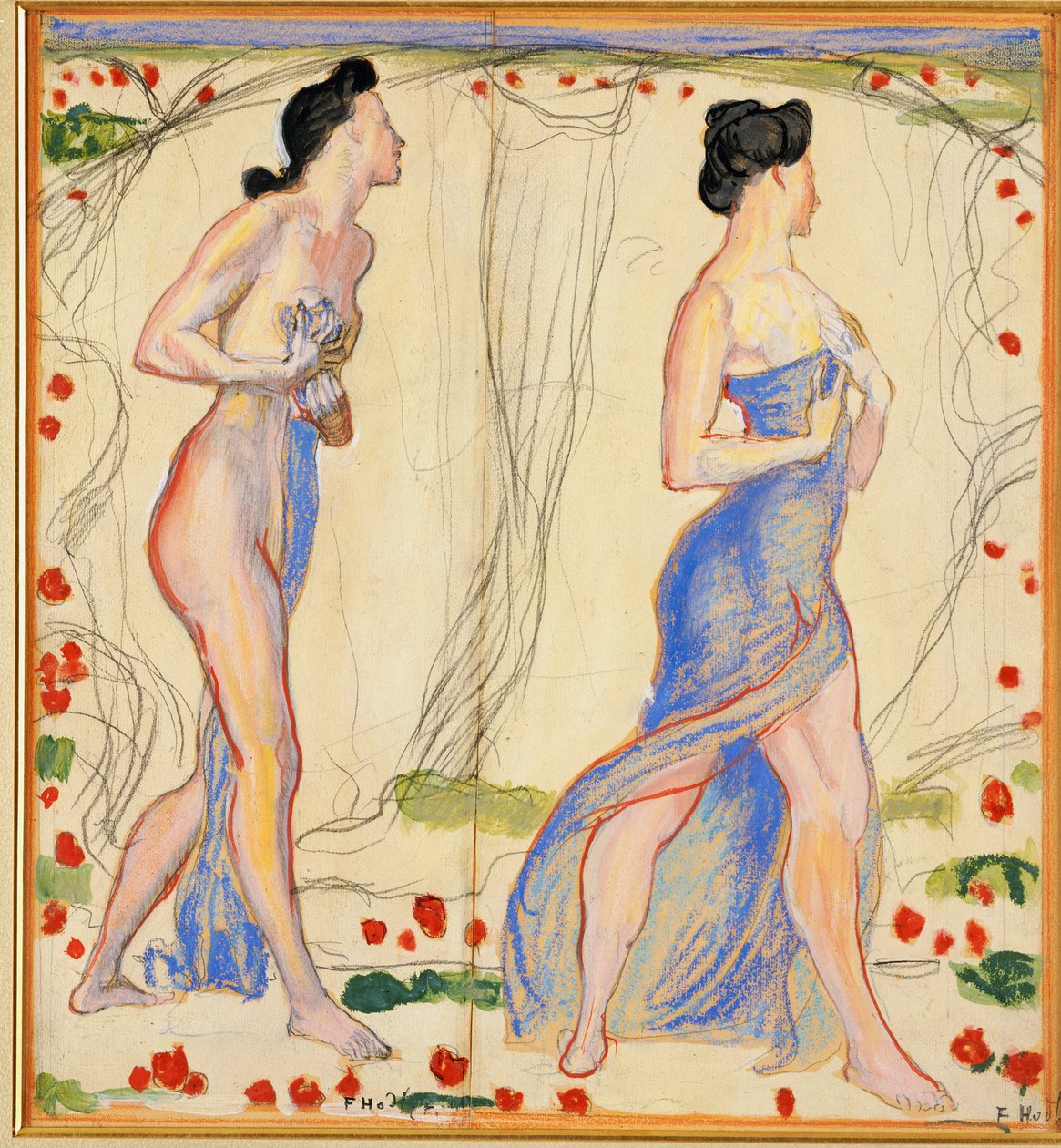 Estudo para "Die Cempfindung I", c.1901-02 de Ferdinand Hodler