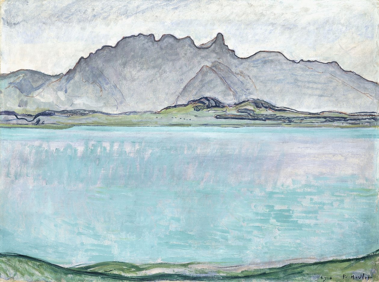 Thunersee com as montanhas Stockhorn, 1910 de Ferdinand Hodler