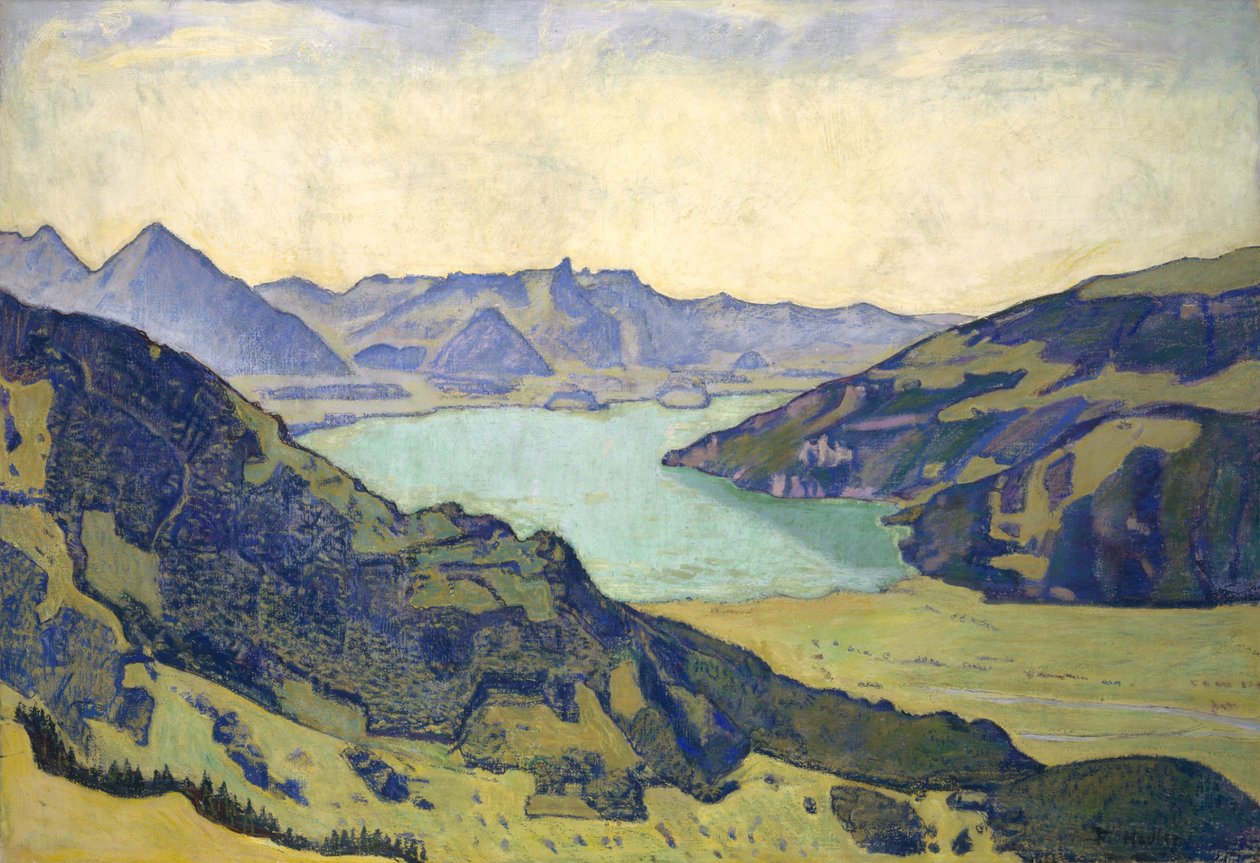 Vista do Lago de Thun de Breitlauenen, 1906 de Ferdinand Hodler