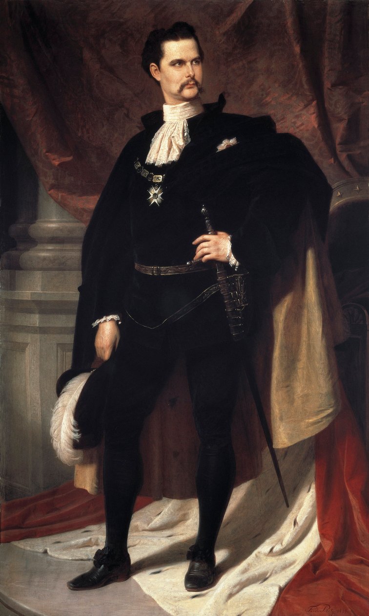 Retrato de Louis II de Baviere (Ludwig Otto Friedrich Wilhelm von Wittelsbach) de Ferdinand II Piloty
