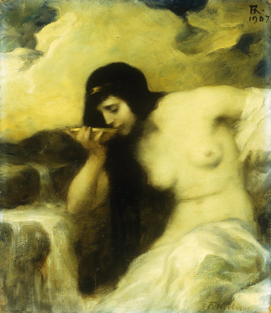Uma ninfa bebendo em uma primavera, 1907 de Ferdinand Keller