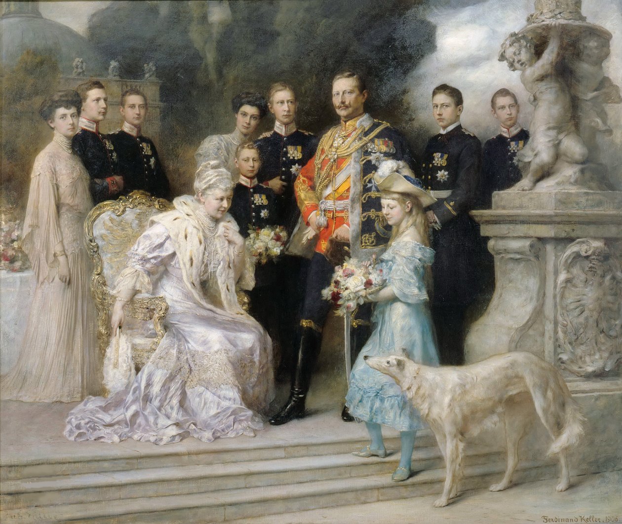 Retrato de grupo da família imperial por ocasião das bodas de prata, 1906. de Ferdinand. Keller