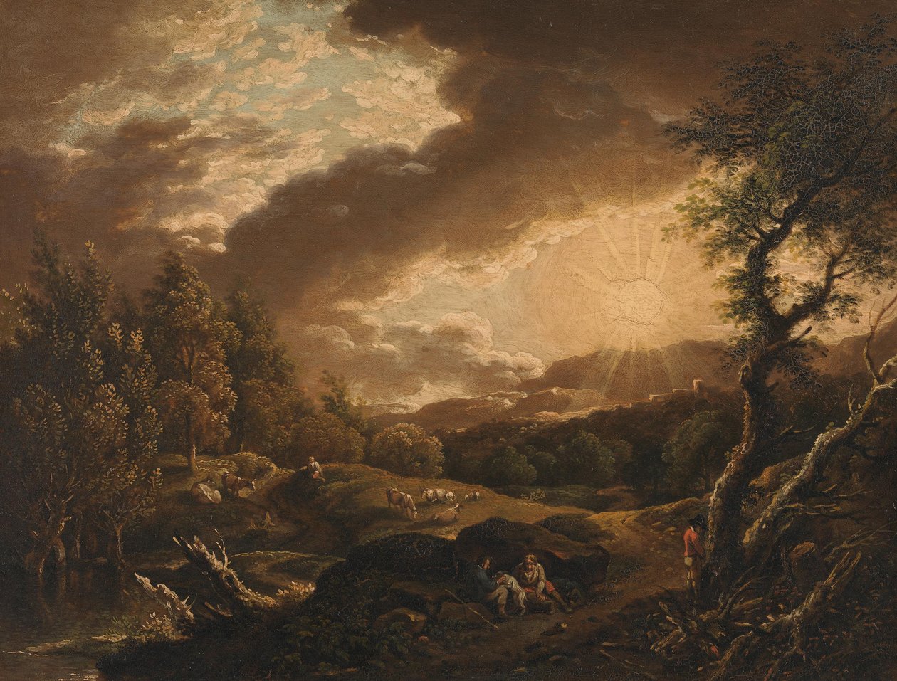 Paisagem com pôr-do-sol de Ferdinand Kobell
