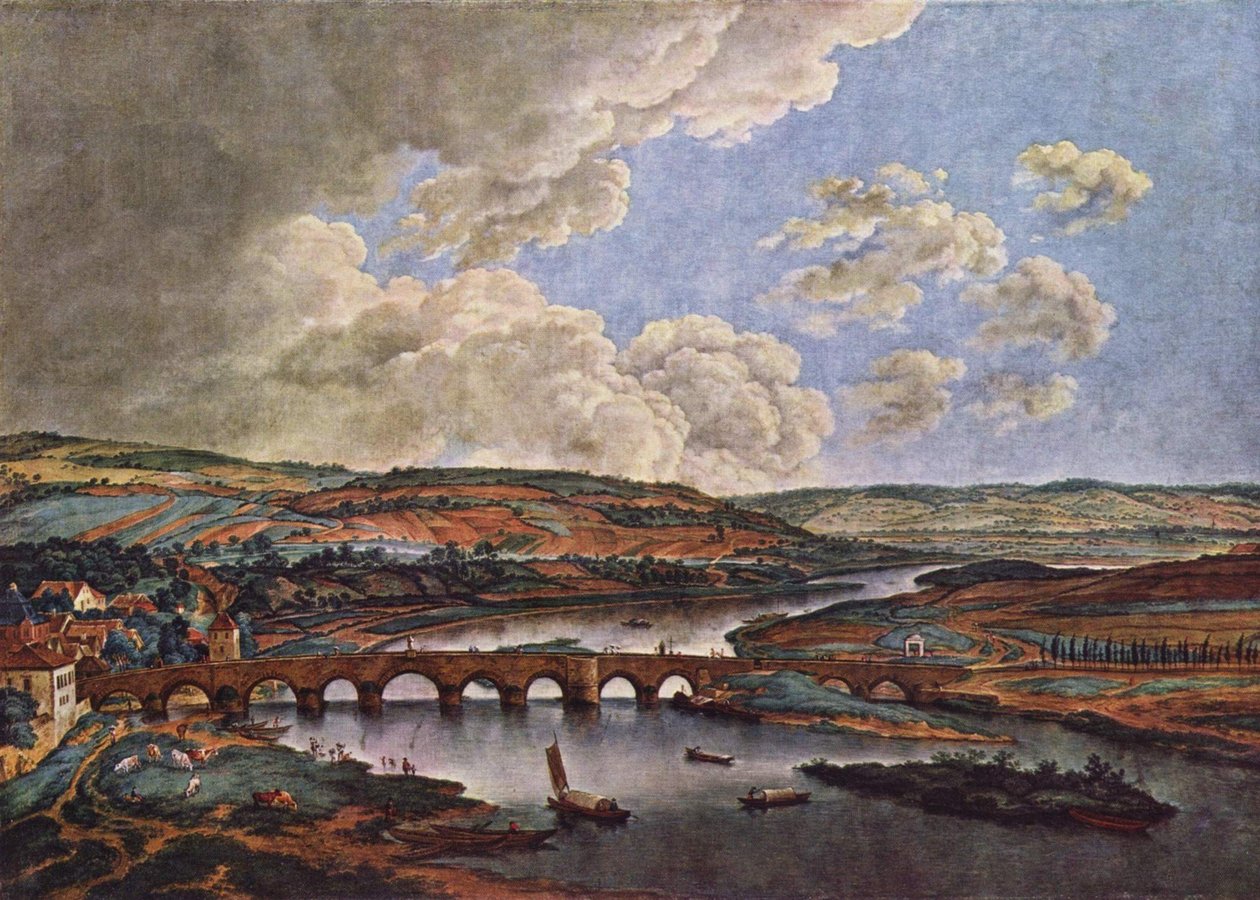A ponte sobre o Meno perto de Aschaffenburg (Ciclo de Aschaffenburg) de Ferdinand Kobell