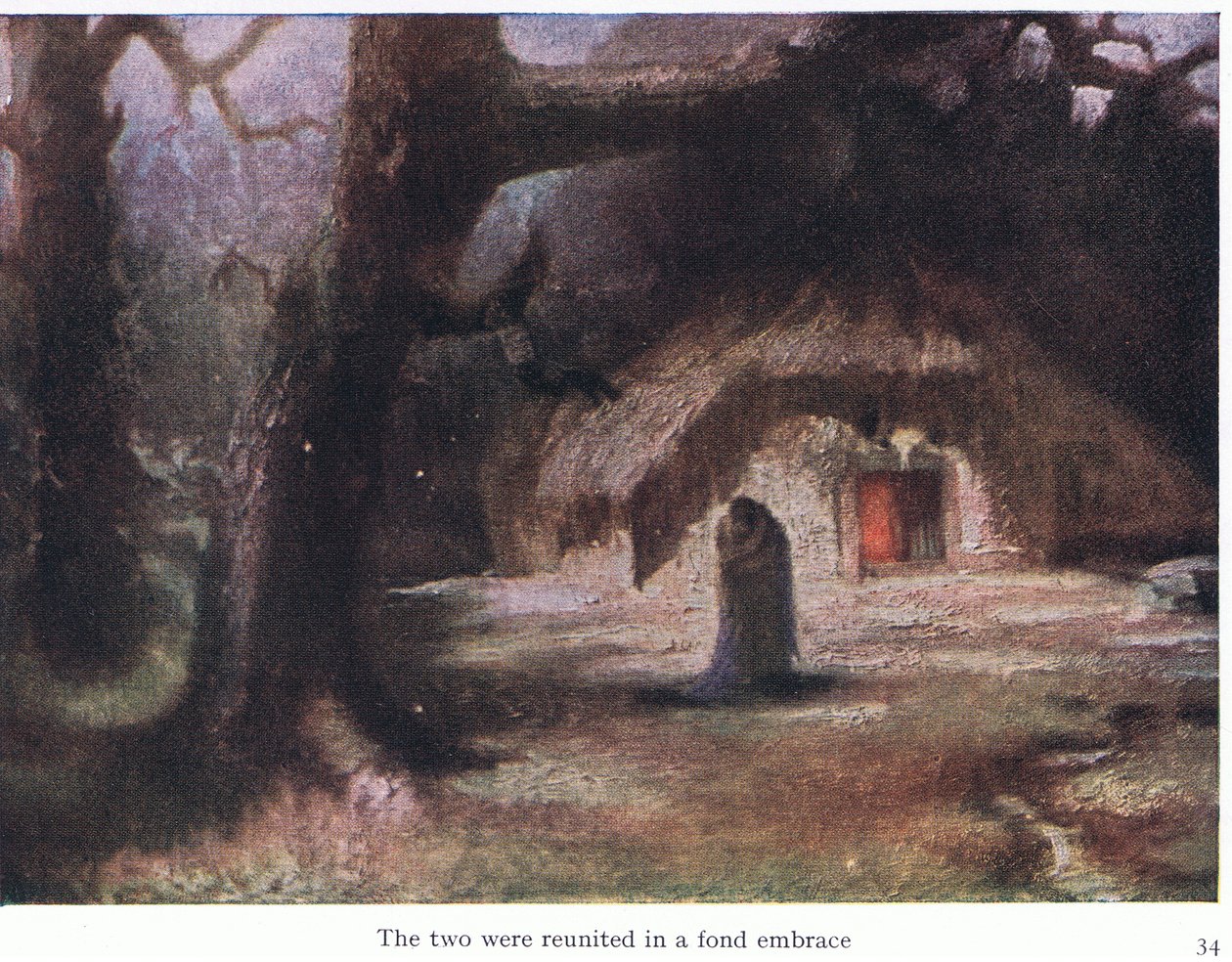 Os dois se reuniram em um abraço carinhoso, ilustração do pub The Stories of Wagners Opera. por George Harrap & Co Ltd 1932 de Ferdinand Lecke