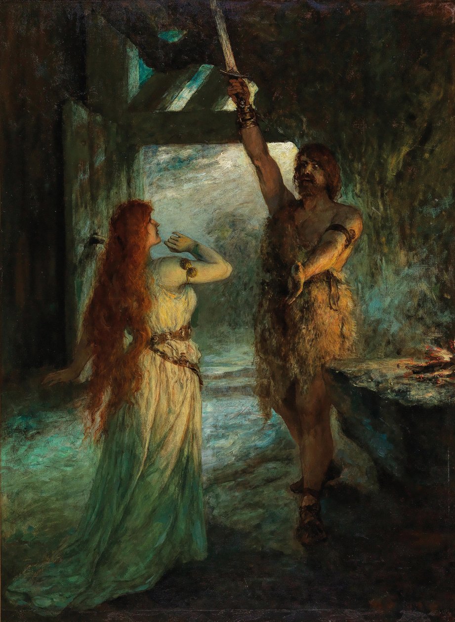 Valquíria 1º Ato: Sieglinde e seu irmão Siegmund. de Ferdinand Leeke