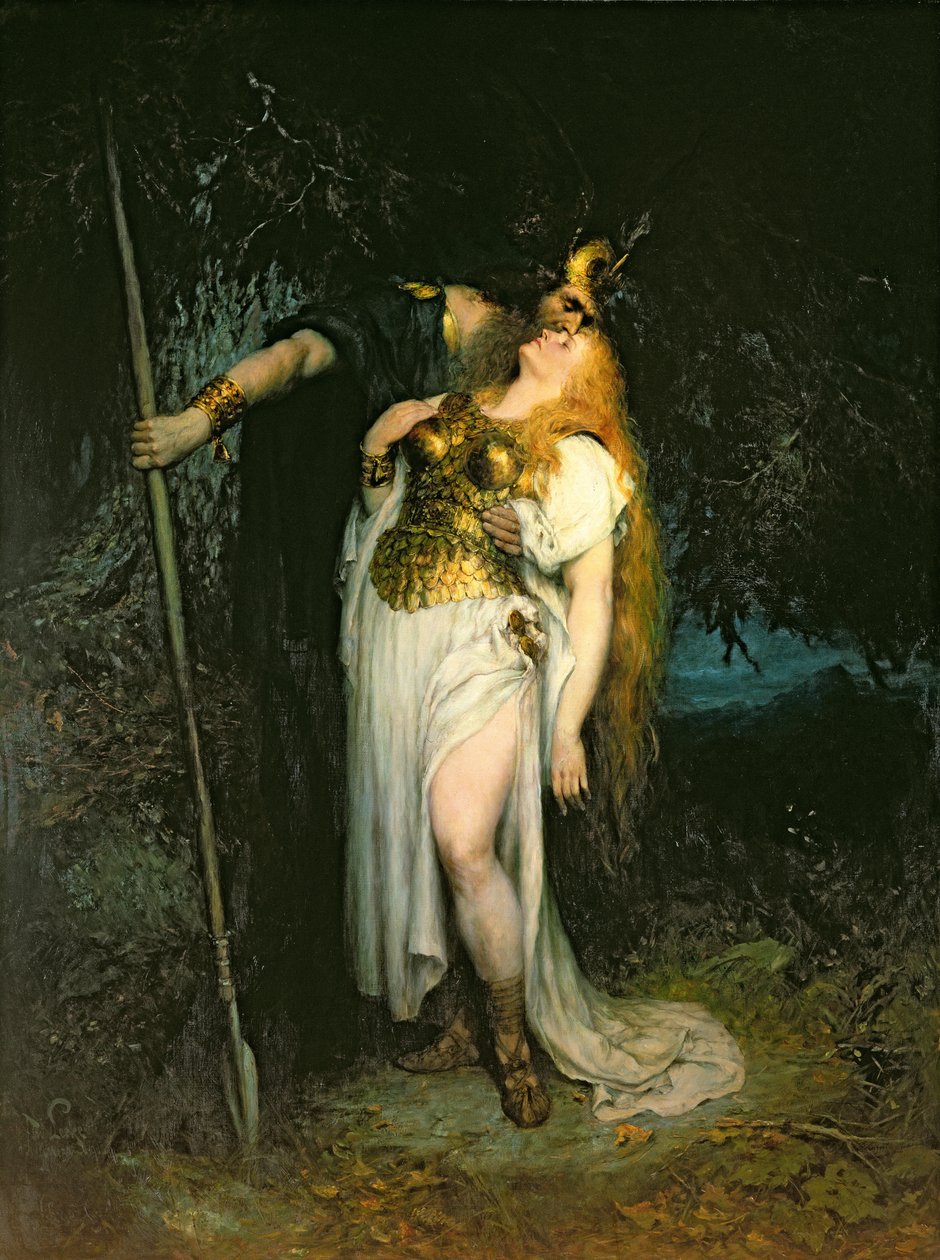 Wotan se despede de Brunhilde em 1908 de Ferdinand Leeke