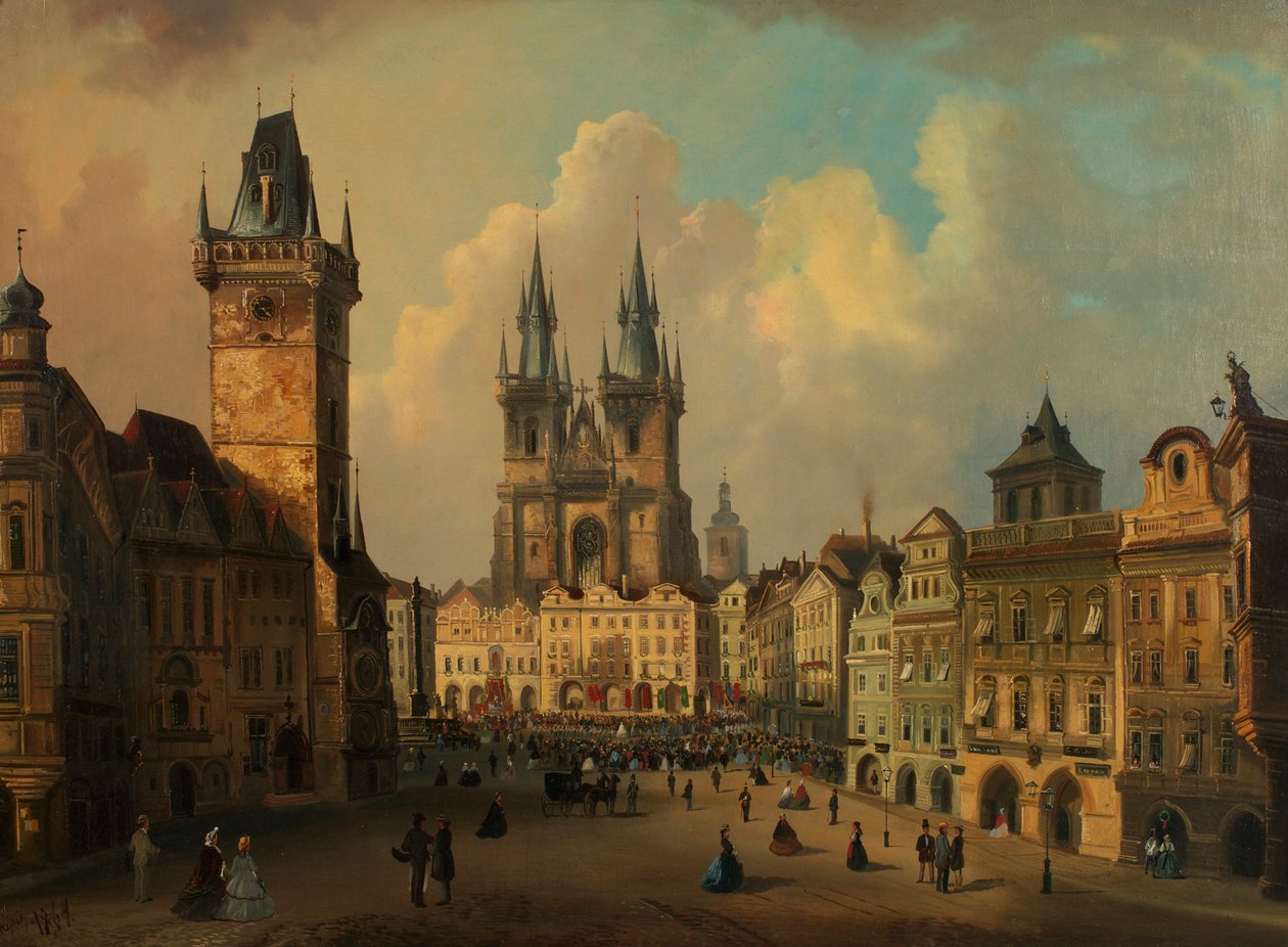 A Praça da Cidade Velha em Praga de Ferdinand Lepie