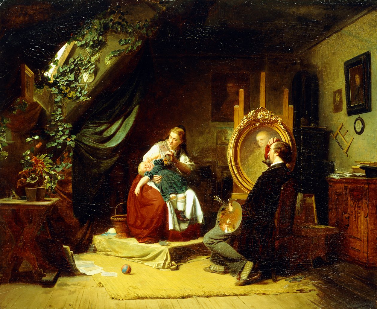 A babá inquieta, c.1860-69 de Ferdinand Meyer Wismar