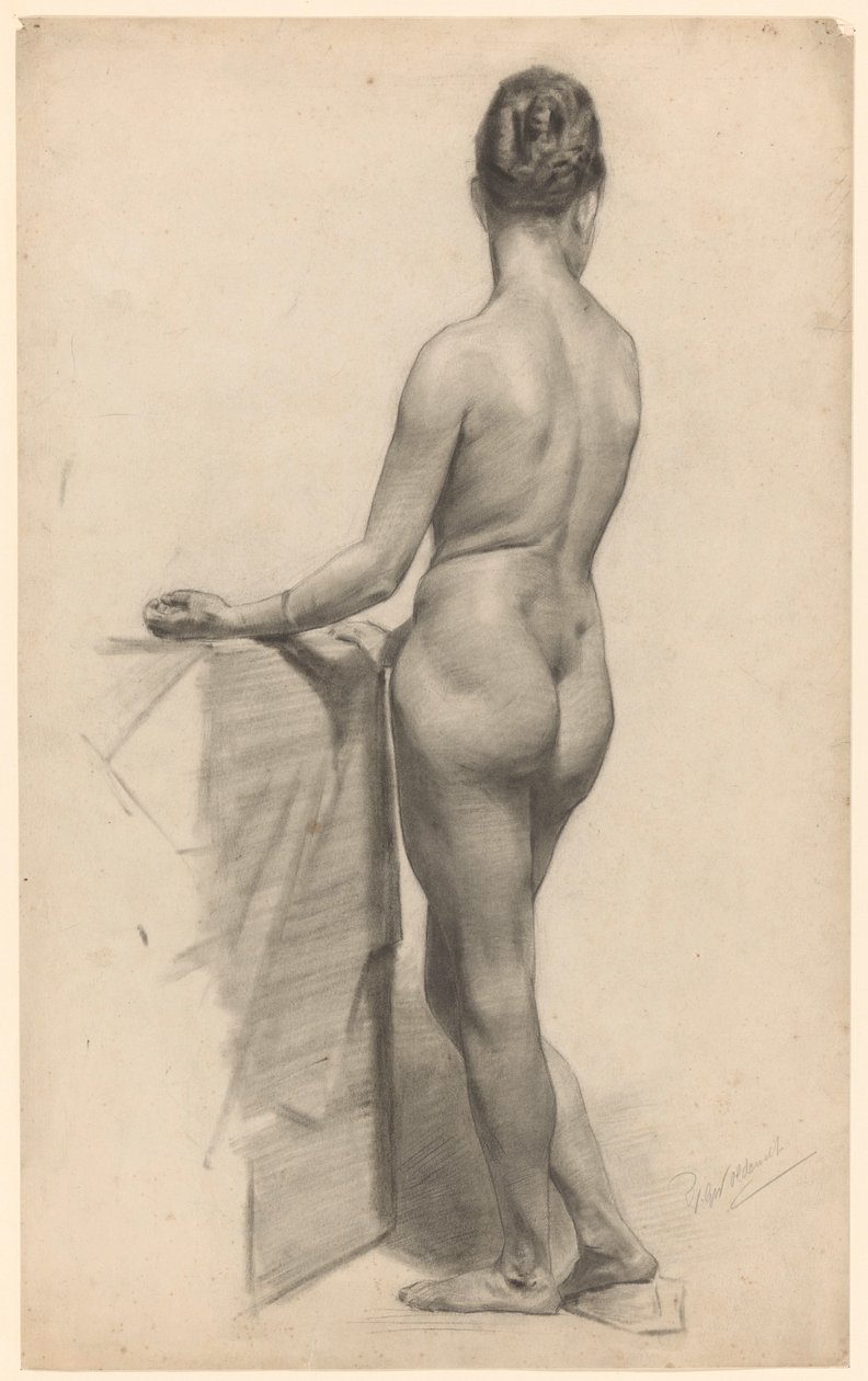 Estudo de um nu feminino em pé, visto de costas de Ferdinand Oldewelt
