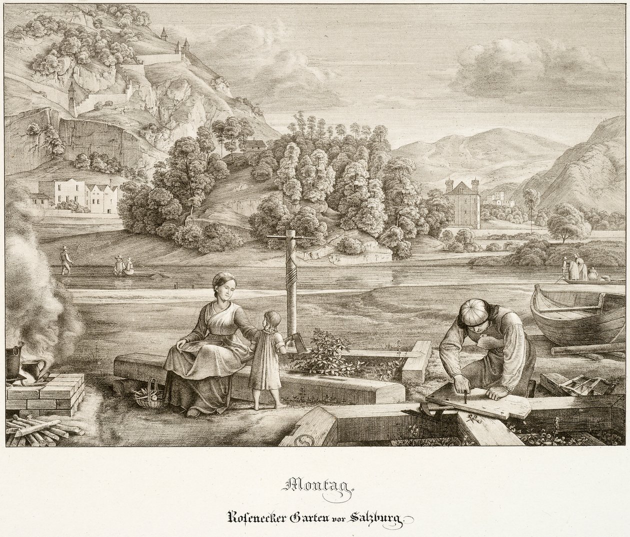 Segunda-feira: Rosenecker Garden antes de Salzburgo de Ferdinand Olivier