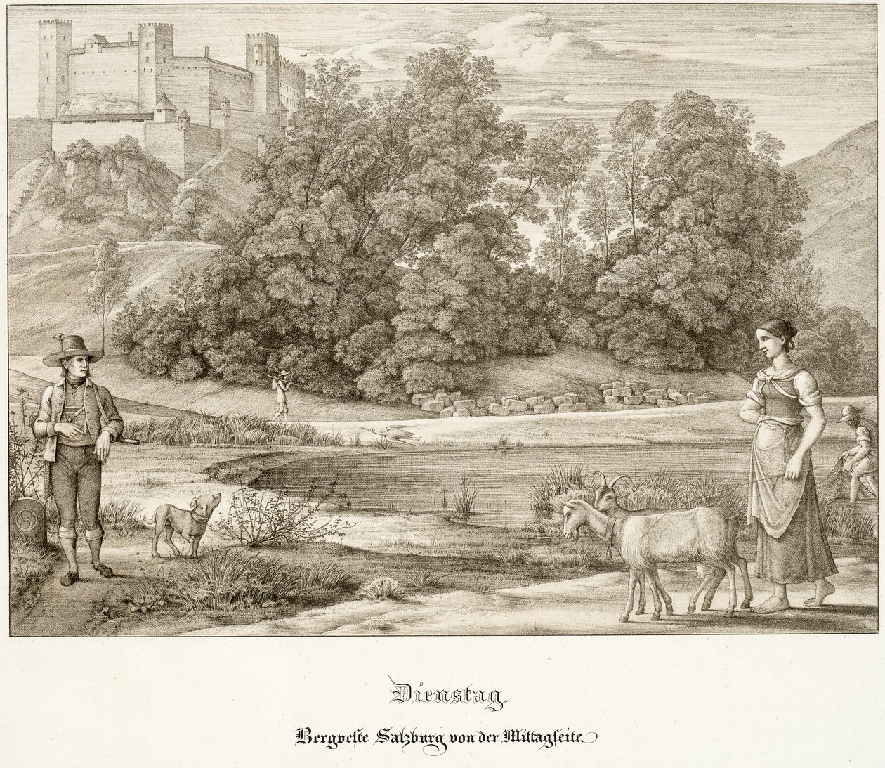 Terça-feira: O Castelo de Salzburgo visto do Sul de Ferdinand Olivier