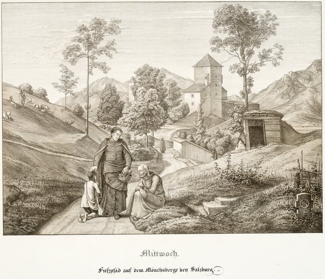 Quarta-feira: Trilha no Mönchsberg perto de Salzburgo de Ferdinand Olivier