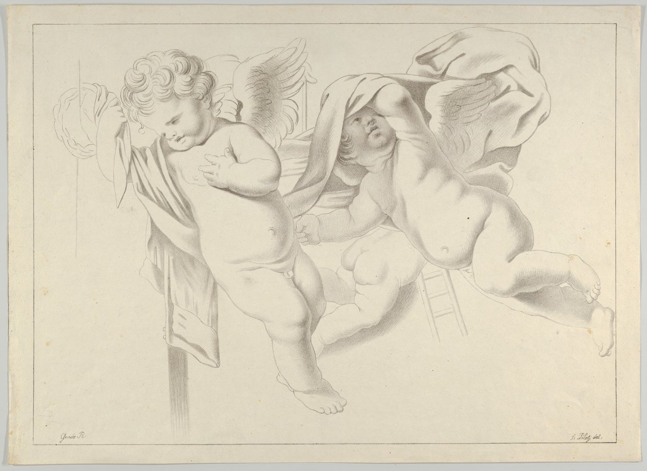Estudo de três putti, ca. 1800-1844. de Ferdinand Piloty