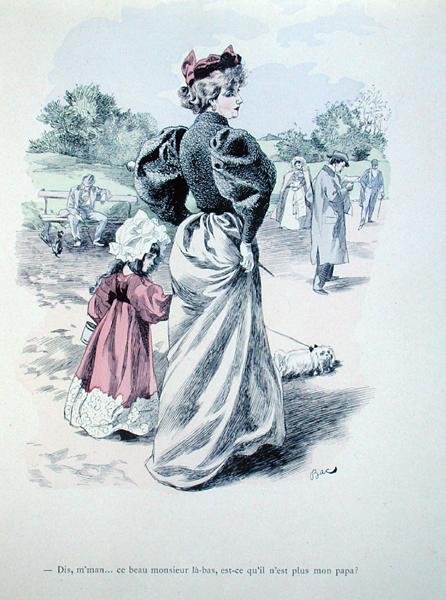 "Mamã, aquele homem ali é o meu pai?", c.1900 (gravura colorida) de Ferdinand Sigismund Bac