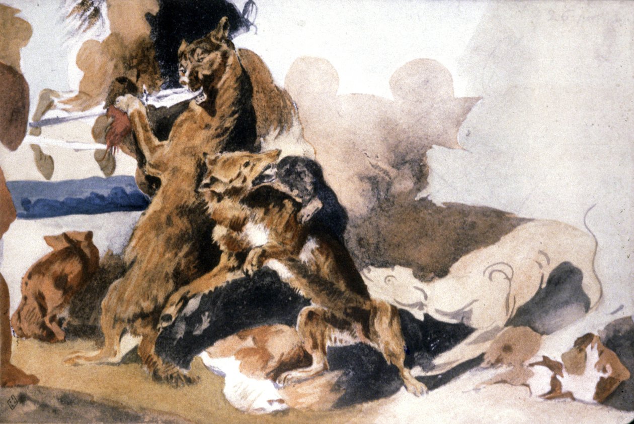 Lobos de Ferdinand Victor Eugene (after) Delacroix
