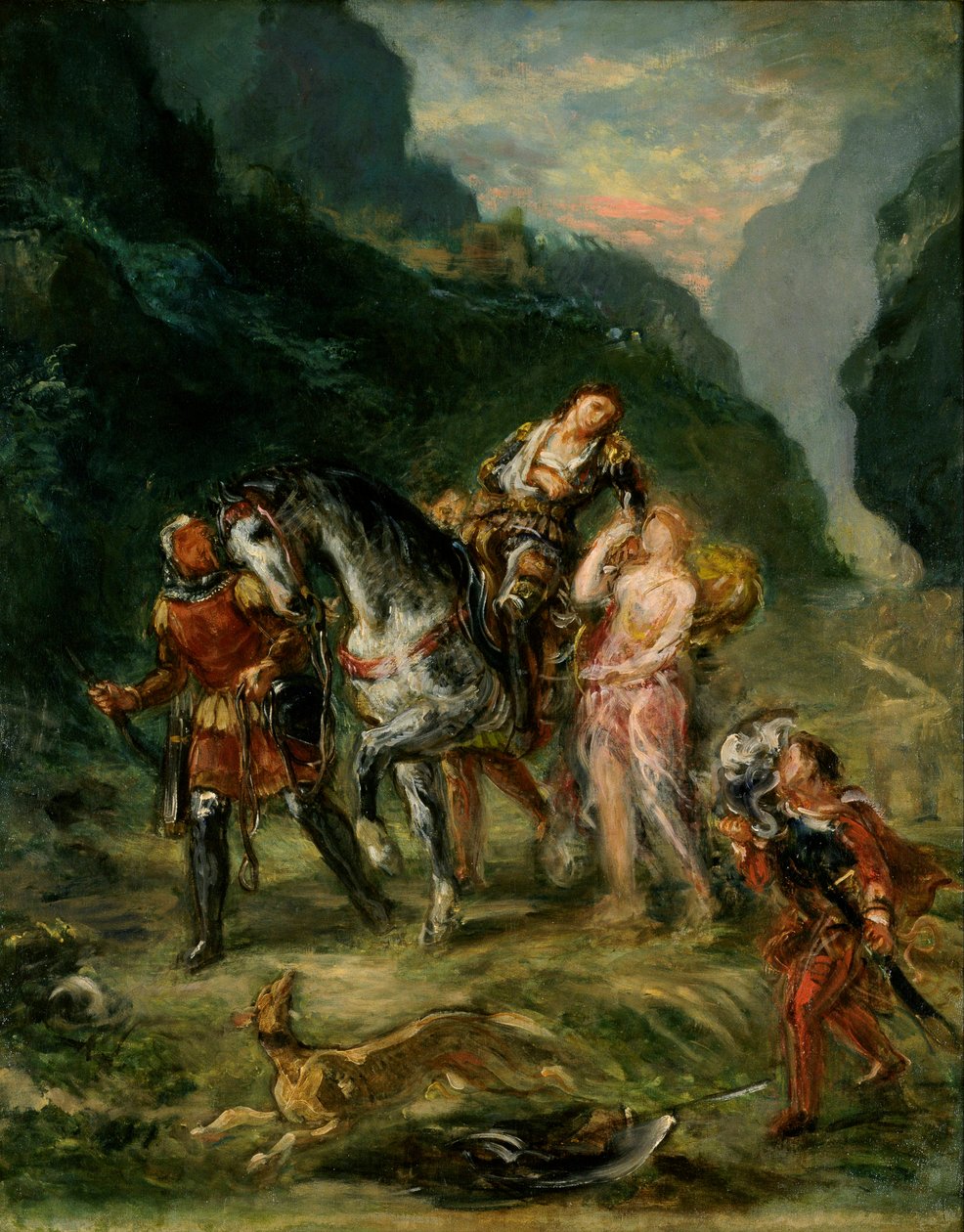 Angélica e o ferido Medoro, c.1860 (óleo sobre tela) de Ferdinand Victor Eugene Delacroix