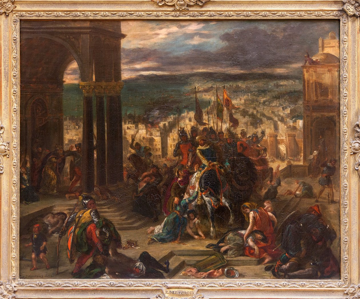 Captura de Constantinopla pelos Croises, Pintura de Eugene Delacroix (1798-1863), mostrando o acontecimento histórico de 12 de Abril de 1204, durante a 4ª Cruzada, versão reduzida e variante da pintura do Salão de 1841, encomendada por Louis Philippe para de Ferdinand Victor Eugene Delacroix