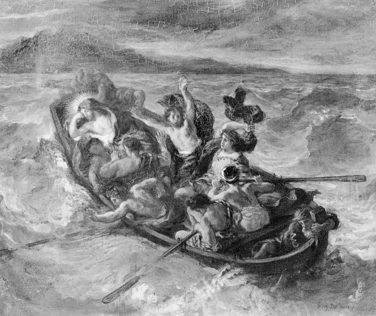 Cristo no Mar da Galileia, 1853 (foto bw) de Ferdinand Victor Eugene Delacroix