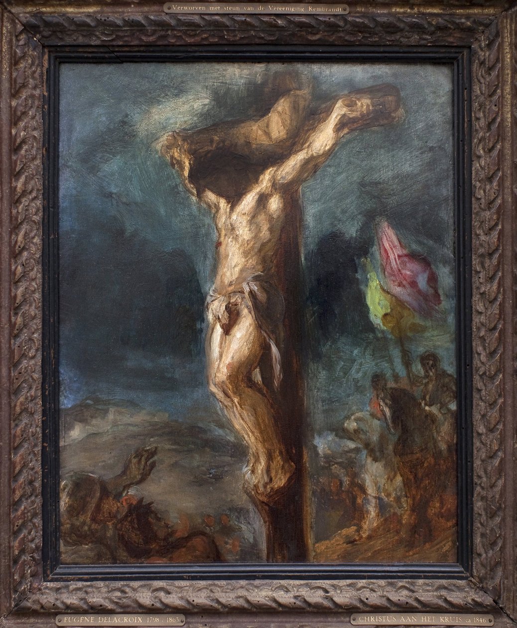 Crucificação. Pintura de Eugene Delacroix (1798-1863), óleo sobre madeira de Ferdinand Victor Eugene Delacroix