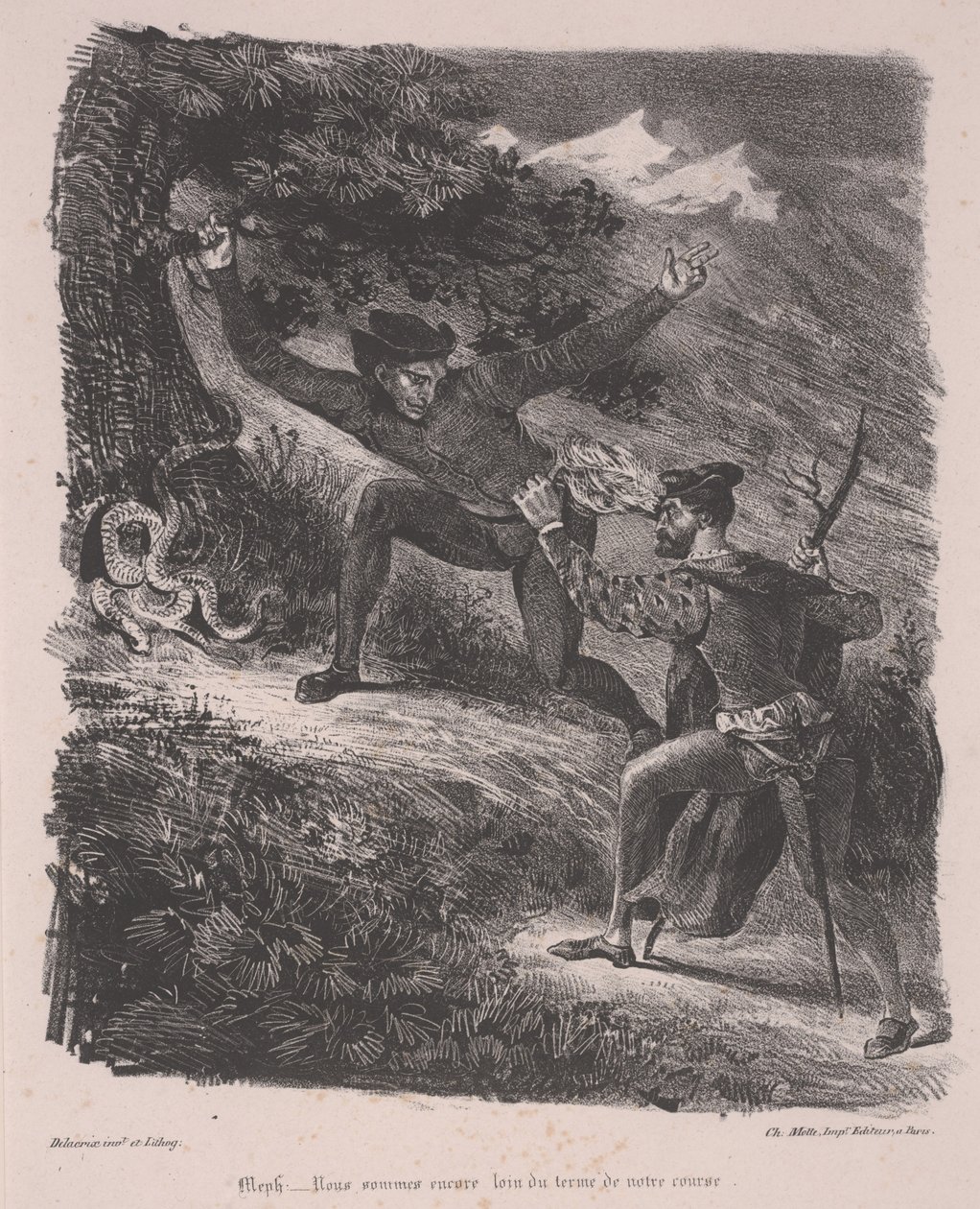 Fausto e Mefistófeles nas montanhas Harz de Ferdinand Victor Eugene Delacroix