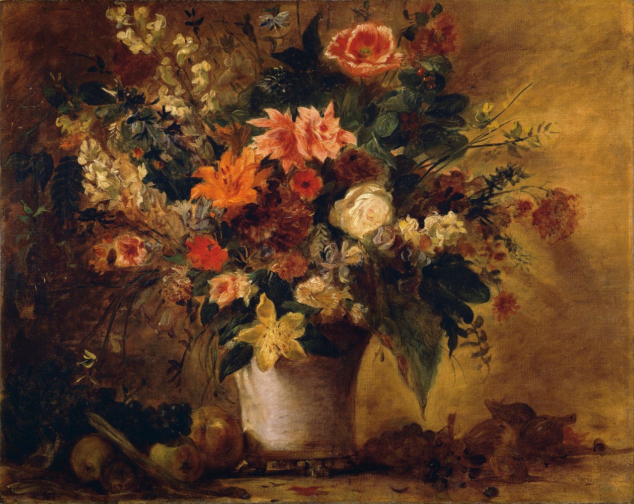 Flores e frutos (óleo sobre tela) de Ferdinand Victor Eugene Delacroix
