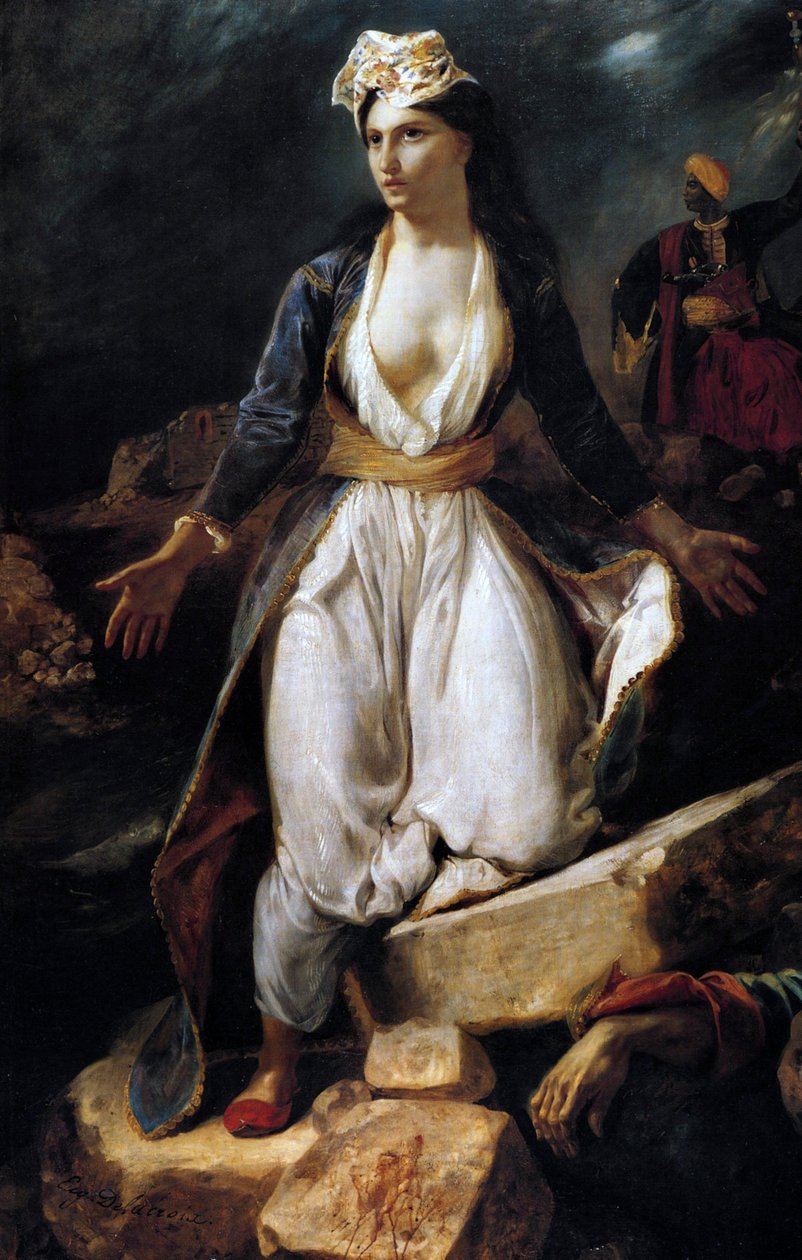 Grécia sobre as ruínas de Missolonghi, 1826 de Ferdinand Victor Eugene Delacroix