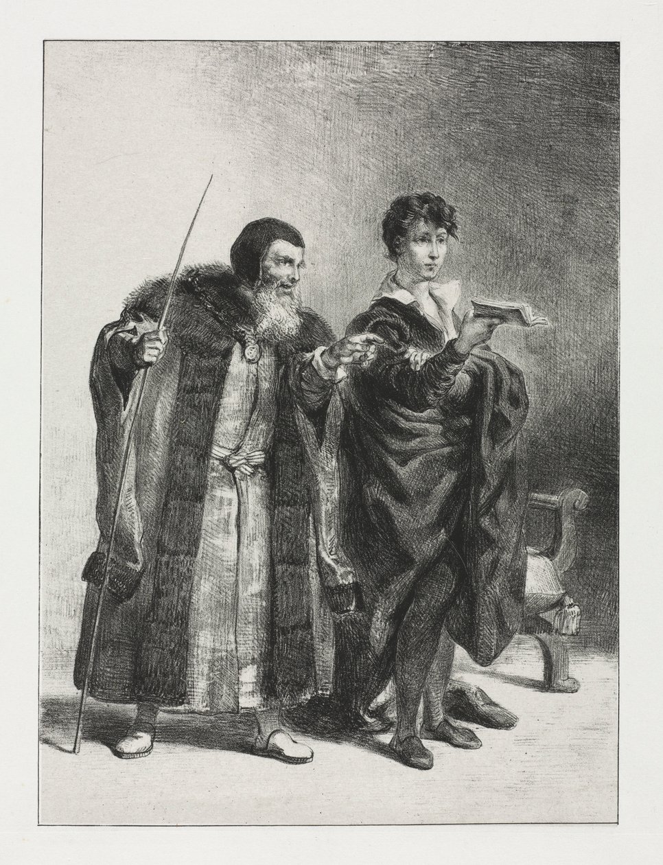Hamlet: Polônio e Hamlet, 1834. de Ferdinand Victor Eugene Delacroix