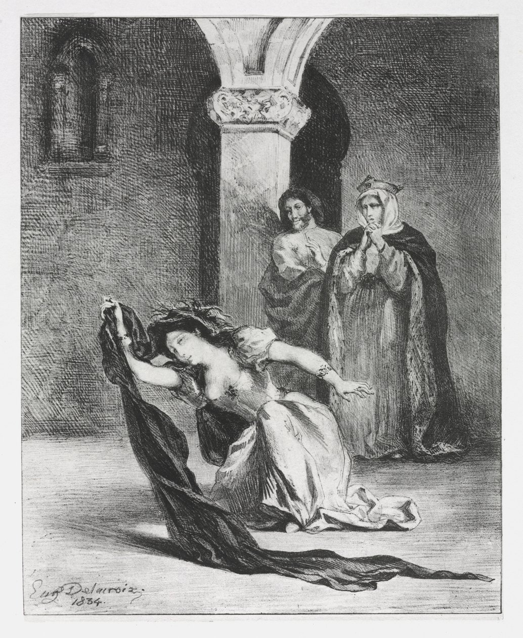 Hamlet: O Canto de Ofélia, 1834. de Ferdinand Victor Eugene Delacroix