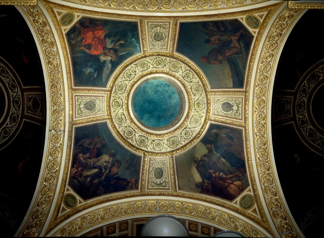 História e Filosofia. Cúpula da Biblioteca da Assembleia Nacional. Pintura de Eugene Delacroix (1798-1863) de Ferdinand Victor Eugene Delacroix