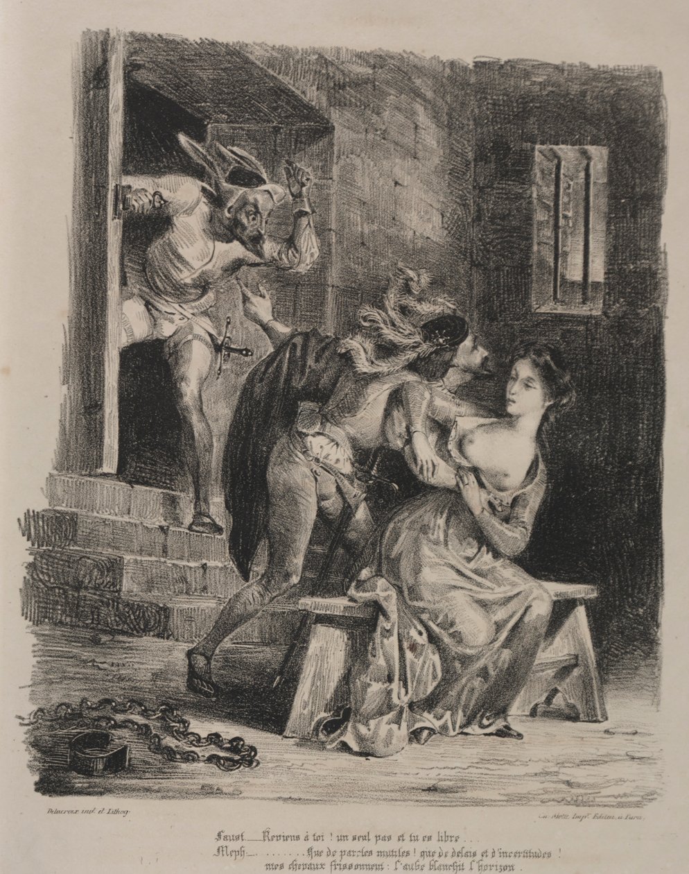 Ilustrações para Fausto: Fausto na prisão de Margarida, 1828. de Ferdinand Victor Eugene Delacroix