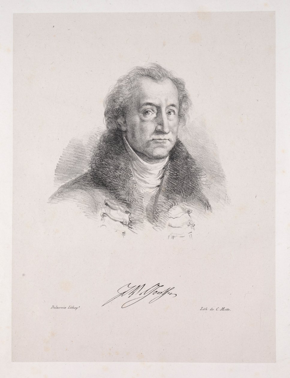 Ilustrações para Faust: Frontispiece - Retrato de Johann Wolfgang von Goethe, 1828. de Ferdinand Victor Eugene Delacroix