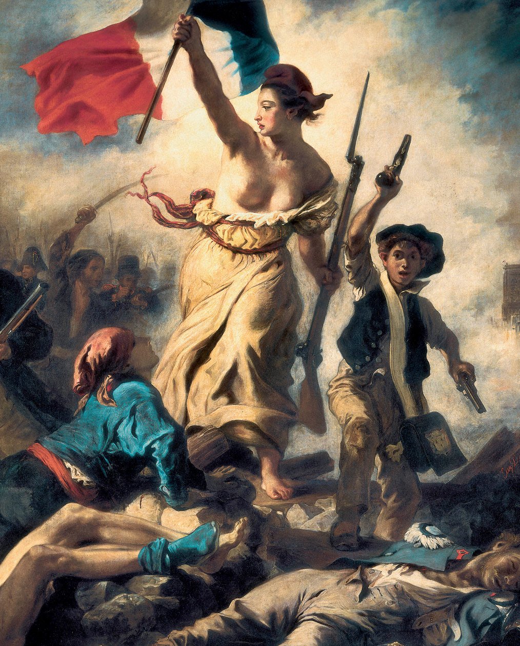 Liberty Leading the People, 28 de Julho de 1830, c.1830-31 (detalhe) (óleo sobre tela) de Ferdinand Victor Eugene Delacroix