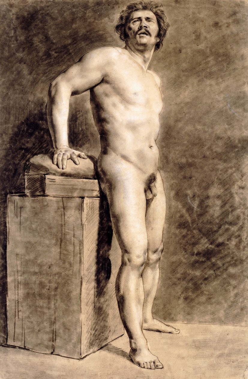 Figura masculina da academia, provavelmente Polonais, estando, 1821 de Ferdinand Victor Eugene Delacroix
