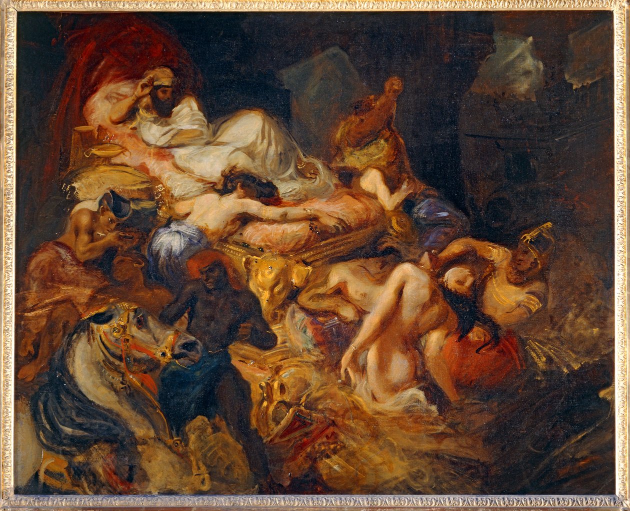Mort de Sardanapale - A morte de Sardanapalus. 1826-1827. Esboço para 40-11-02/62 ... de Ferdinand Victor Eugene Delacroix