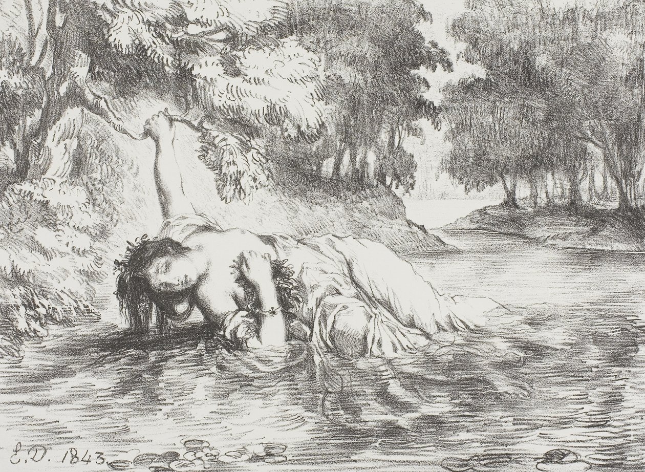 Morte de Ofélia, 1843 de Ferdinand Victor Eugene Delacroix