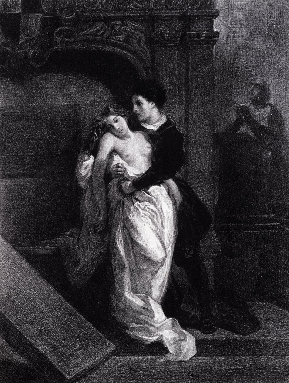 Romeu e Julieta - gravura de Eugene Delacroix de Ferdinand Victor Eugene Delacroix