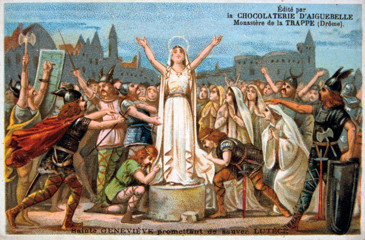 Saint Genevieve promete salvar Lutece, na Idade Média. século 19 de Ferdinand Victor Eugene Delacroix