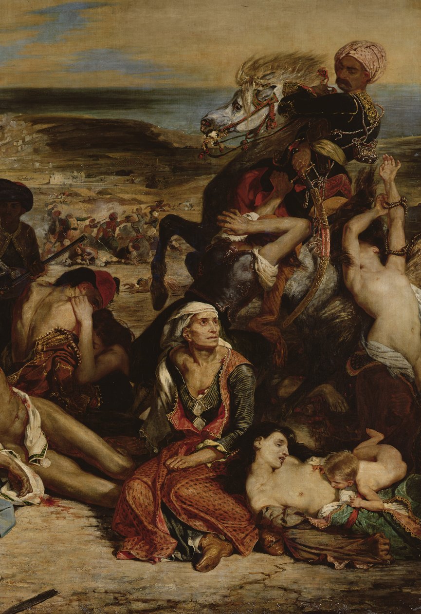 Cenas do Massacre de Chios, 1822 óleo sobre tela detalhe de 63566 de Ferdinand Victor Eugene Delacroix