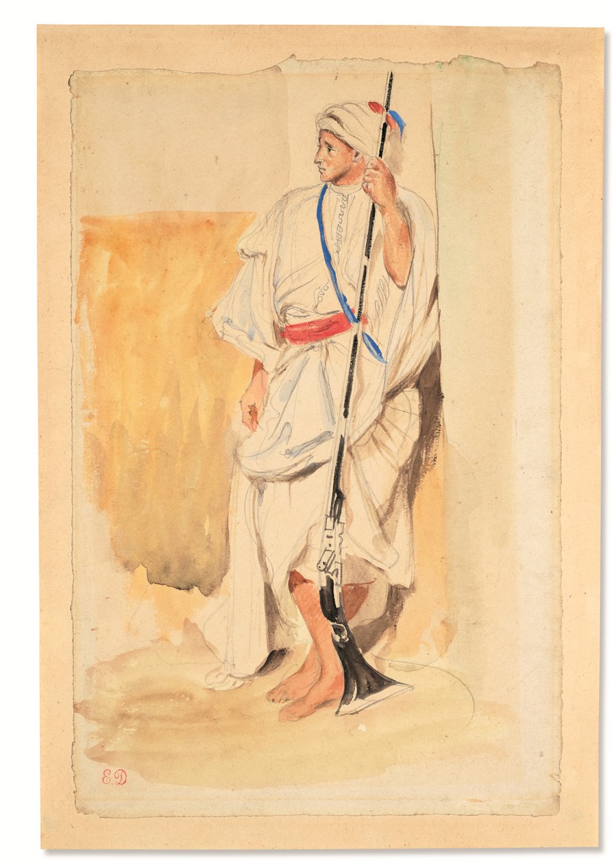 Árabe de pé (lápis, aguarela e guache sobre papel) de Ferdinand Victor Eugene Delacroix
