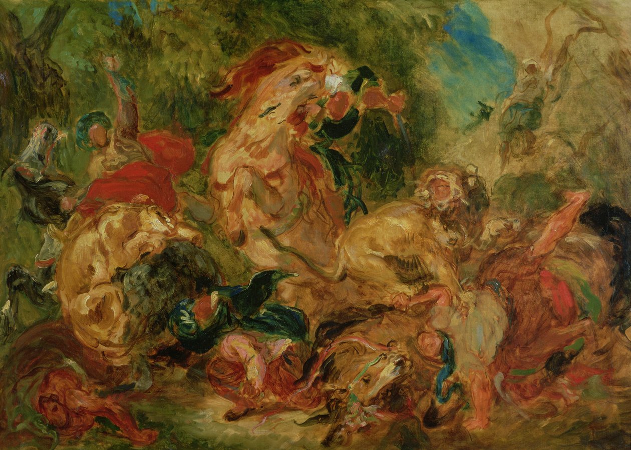 Estudo para a caça ao leão, 1854 de Ferdinand Victor Eugene Delacroix