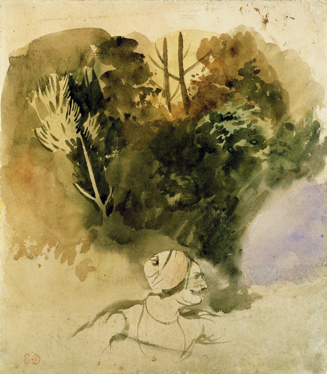 Estudo de um Gurkha do Exército Indiano, 1830 de Ferdinand Victor Eugene Delacroix