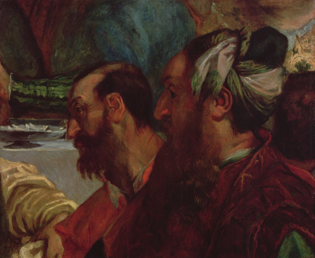 Estudo de duas cabeças (depois das bodas de Caná por Veronese), 1820 de Ferdinand Victor Eugene Delacroix