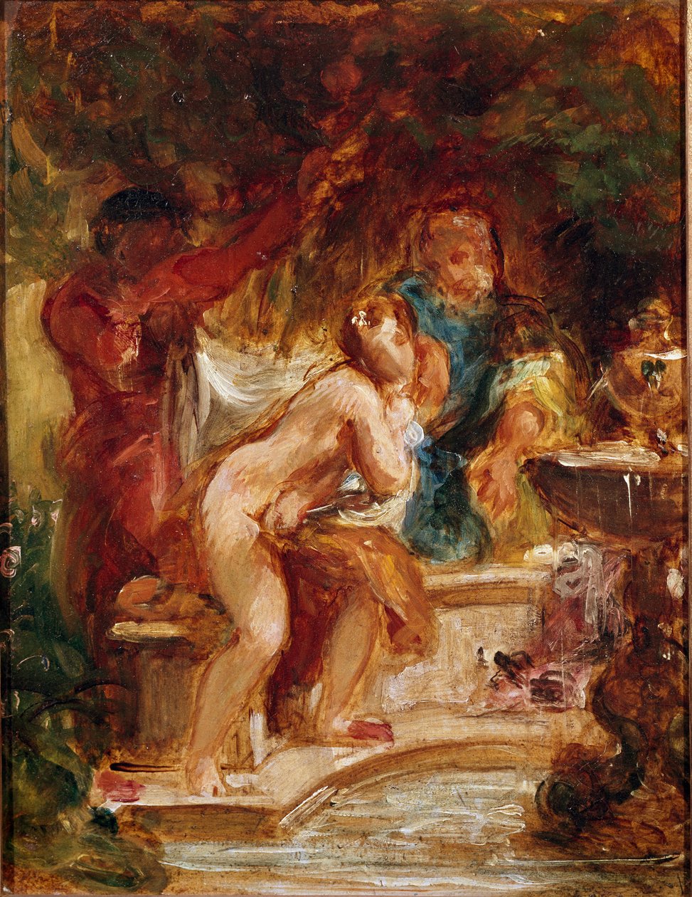 A Suzanne no banho. Pintura de Eugene Delacroix (1798-1863) de Ferdinand Victor Eugene Delacroix