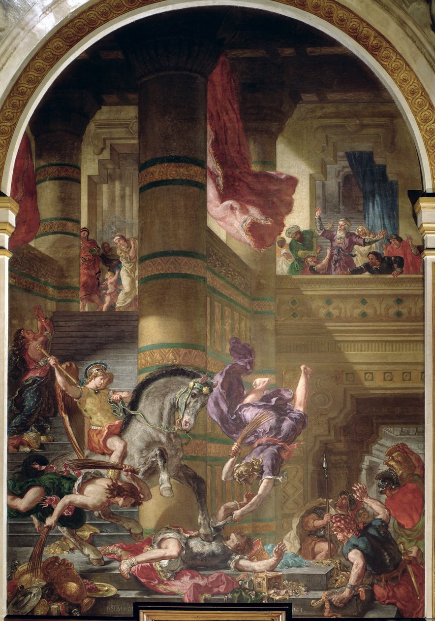 A Expulsão de Heliodoro do Templo, 1853-63 (óleo e cera em gesso) de Ferdinand Victor Eugene Delacroix