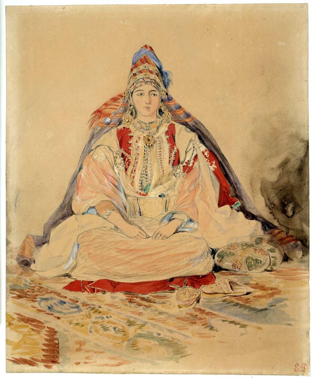 O casamento judeu de Tânger. Desenho aquarelado por Eugene Delacroix (1798-1863) de Ferdinand Victor Eugene Delacroix