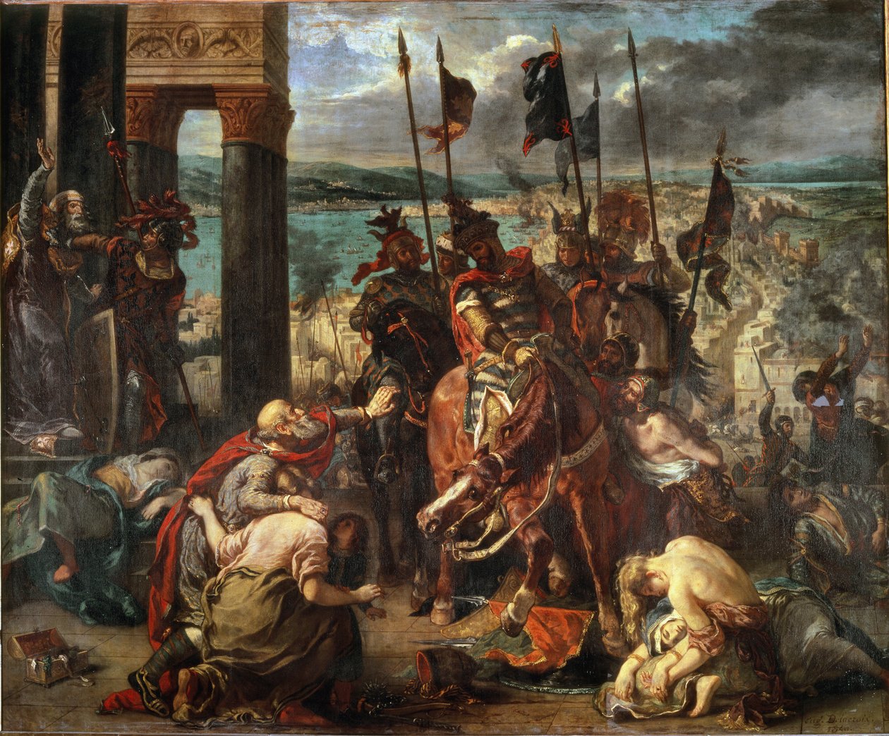 A captura de Constantinopla pelas Crusas em 04/12/1204 - óleo sobre tela de Ferdinand Victor Eugene Delacroix